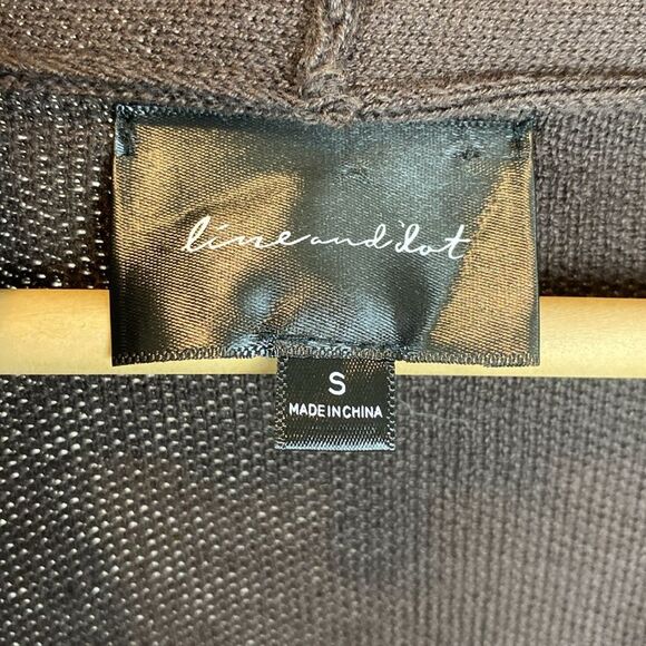 Line And Dot Chocolate Brown Long Sleeve Open Front Duster Cardigan Sweater S - Picture 6 of 7